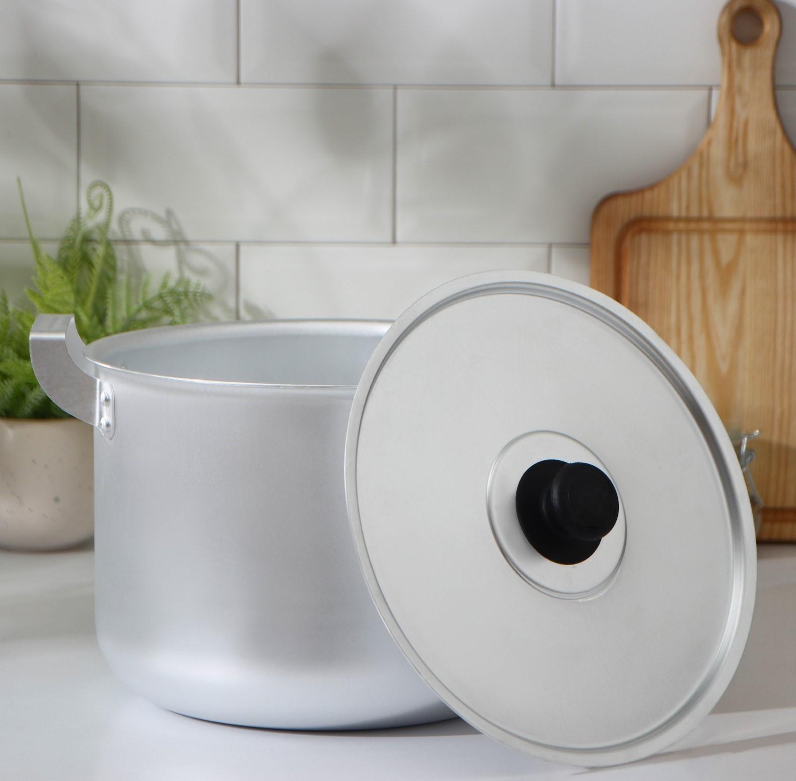 Кастрюля, 8 л, металлическая крышка, цвет хромированный