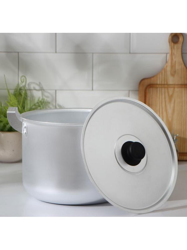 Кастрюля, 8 л, металлическая крышка, цвет хромированный