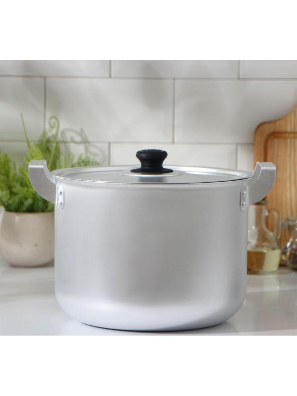 Кастрюля, 8 л, металлическая крышка, цвет хромированный