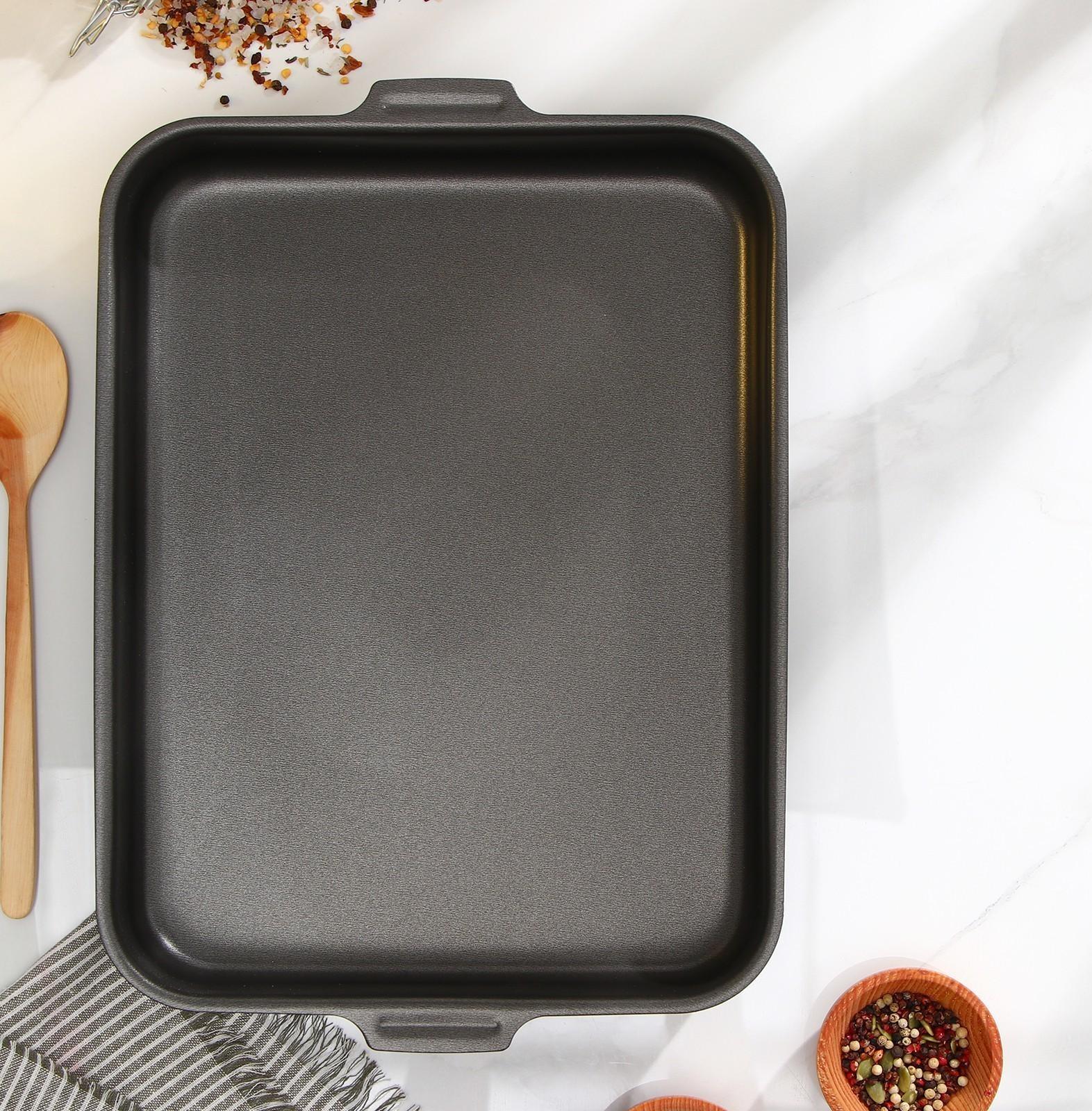 Противень прямоугольный, 27×35 см, с крышкой, антипригарное покрытие, цвет синий