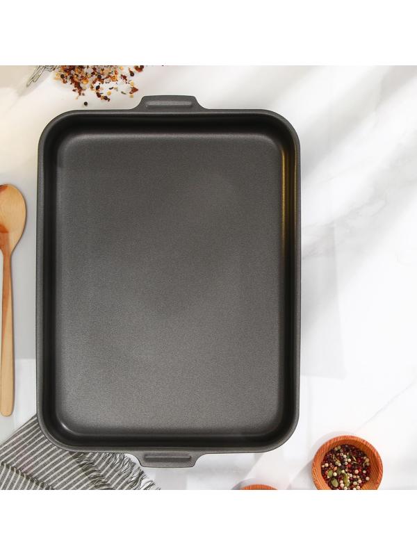 Противень прямоугольный, 27×35 см, с крышкой, антипригарное покрытие, цвет синий