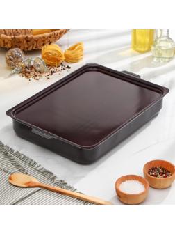 Противень «Хозяюшка», 27×35 см, металлическая крышка, антипригарное покрытие, цвет бордовый