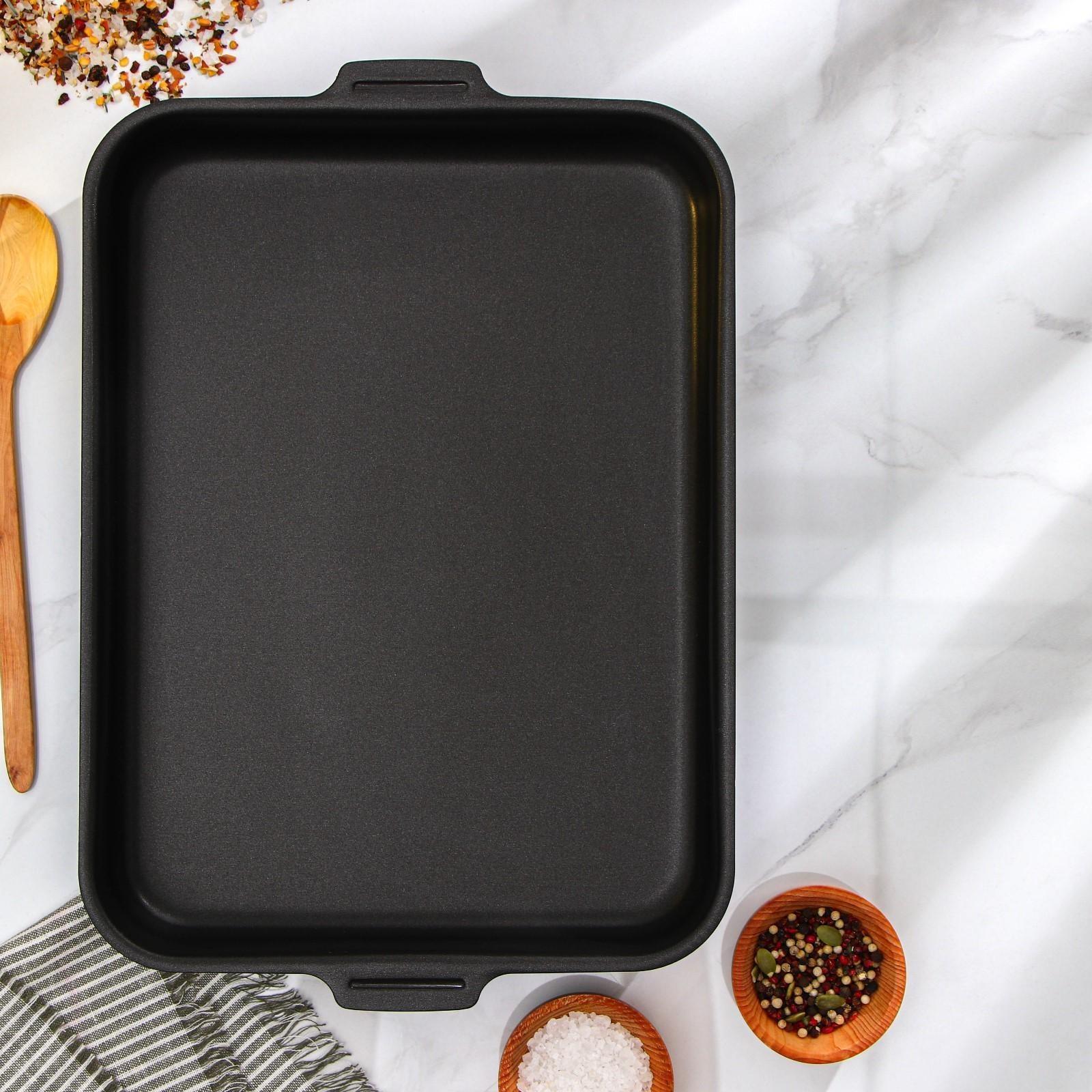 Набор противней с цельными ручками, 2 предмета: 19×25 см, 27×35 см, антипригарное покрытие, цвет синий