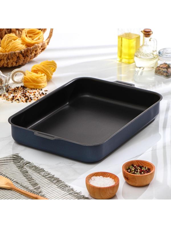 Набор противней с цельными ручками, 2 предмета: 19×25 см, 27×35 см, антипригарное покрытие, цвет синий