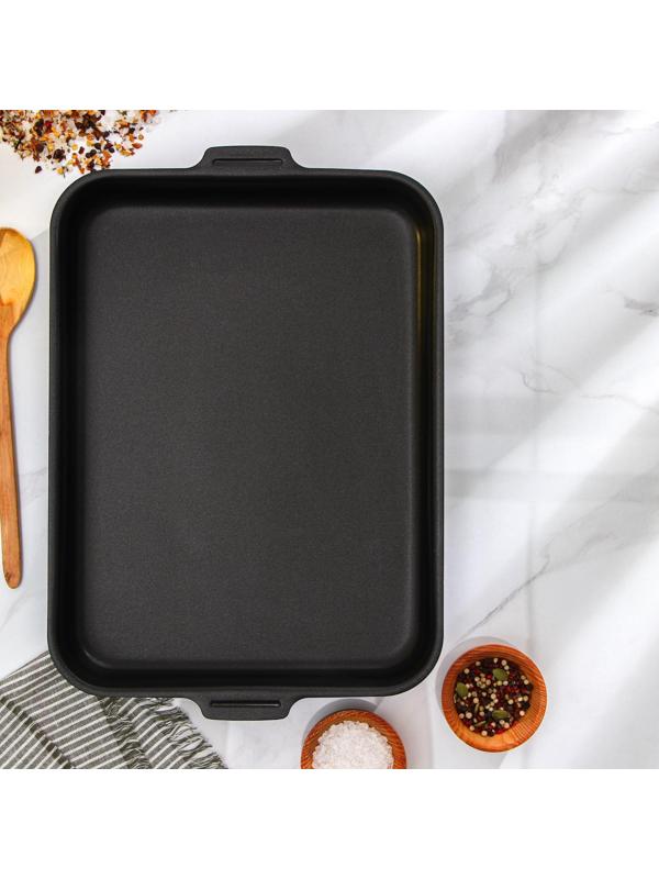 Набор противней с цельными ручками, 2 предмета: 19×25 см, 27×35 см, антипригарное покрытие, цвет синий