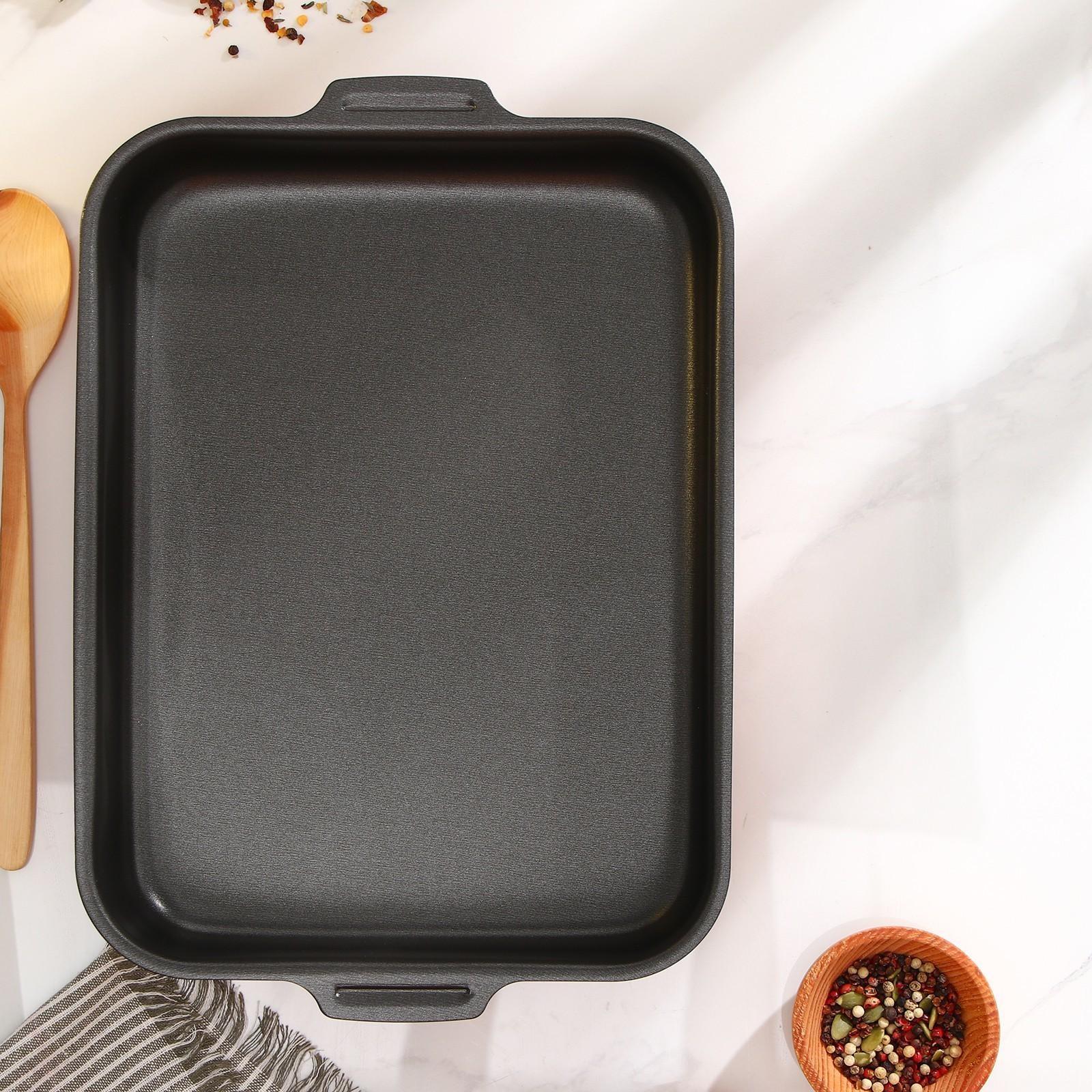 Противень прямоугольный, 23×30 см, с крышкой, антипригарное покрытие, цвет синий