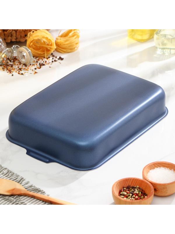 Противень прямоугольный, 23×30 см, с крышкой, антипригарное покрытие, цвет синий