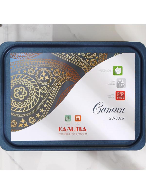 Противень прямоугольный, 23×30 см, с крышкой, антипригарное покрытие, цвет синий