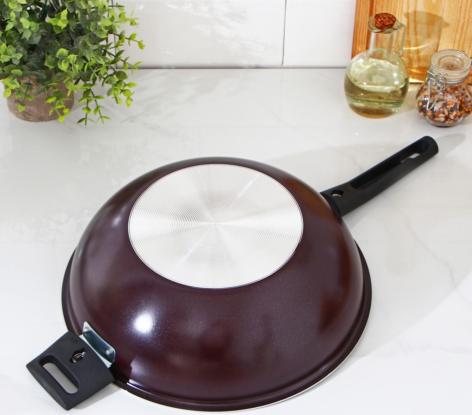 Сковорода ВОК «Хозяюшка», d=28 см, с 2 ручками, антипригарное покрытие, цвет бордовый