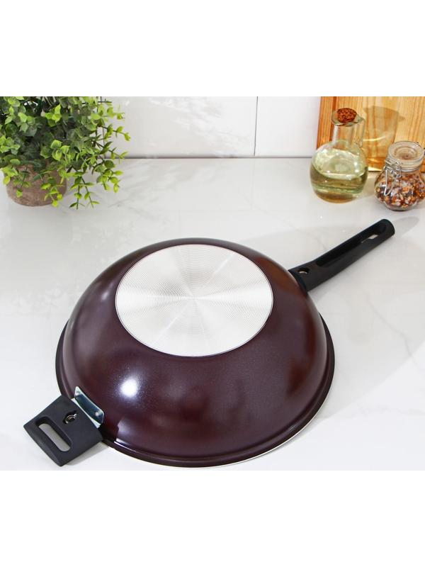 Сковорода ВОК «Хозяюшка», d=28 см, с 2 ручками, антипригарное покрытие, цвет бордовый