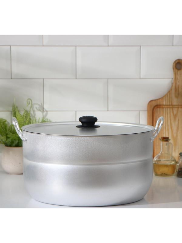 Кастрюля, 15 л, металлическая крышка, цвет серый