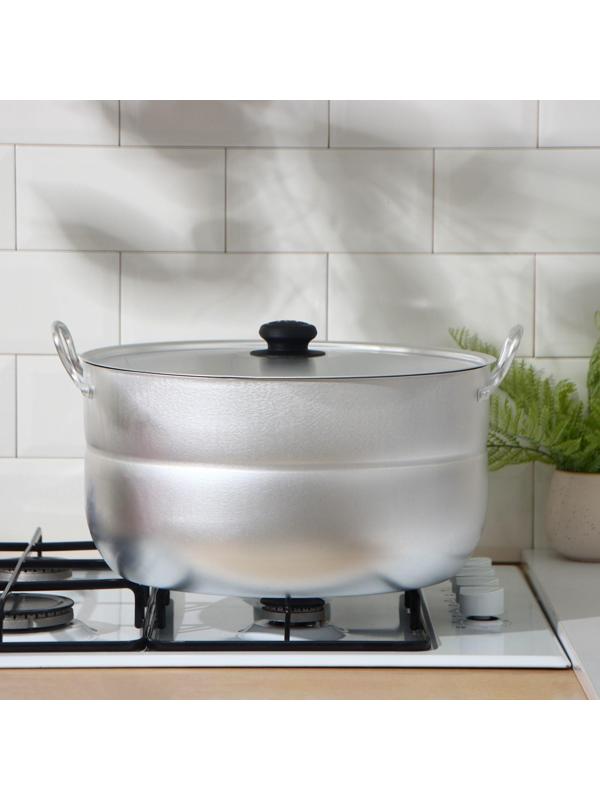 Кастрюля, 15 л, металлическая крышка, цвет серый