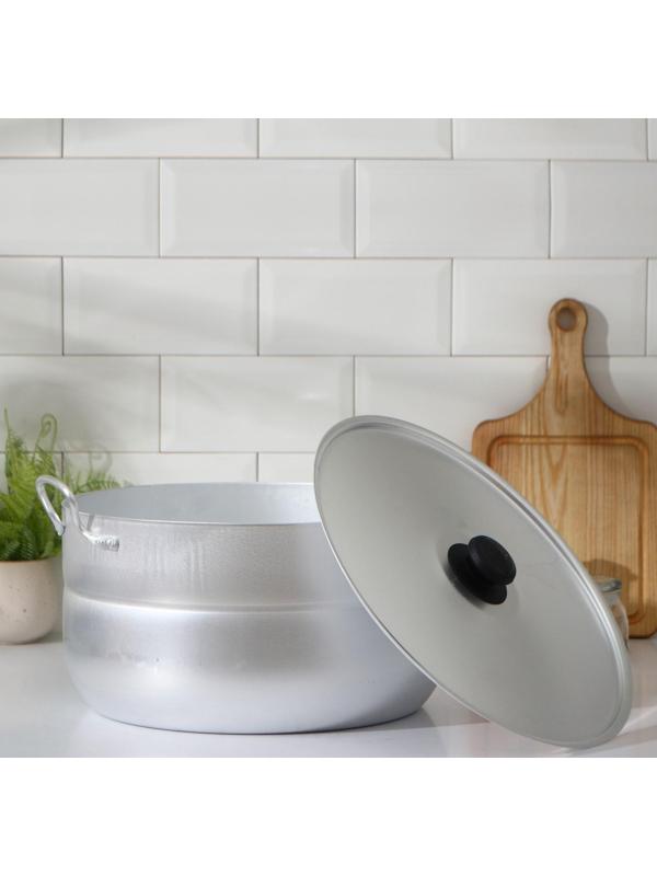 Кастрюля, 15 л, металлическая крышка, цвет серый