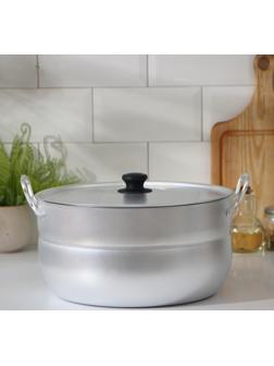 Кастрюля, 10 л, металлическая крышка, цвет серый