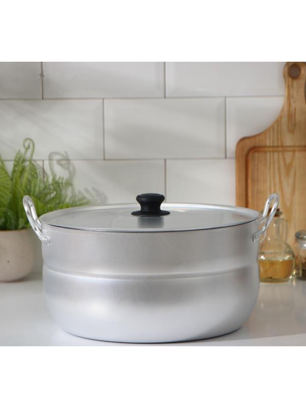 Кастрюля, 10 л, металлическая крышка, цвет серый