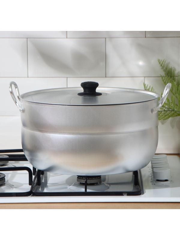 Кастрюля, 10 л, металлическая крышка, цвет серый