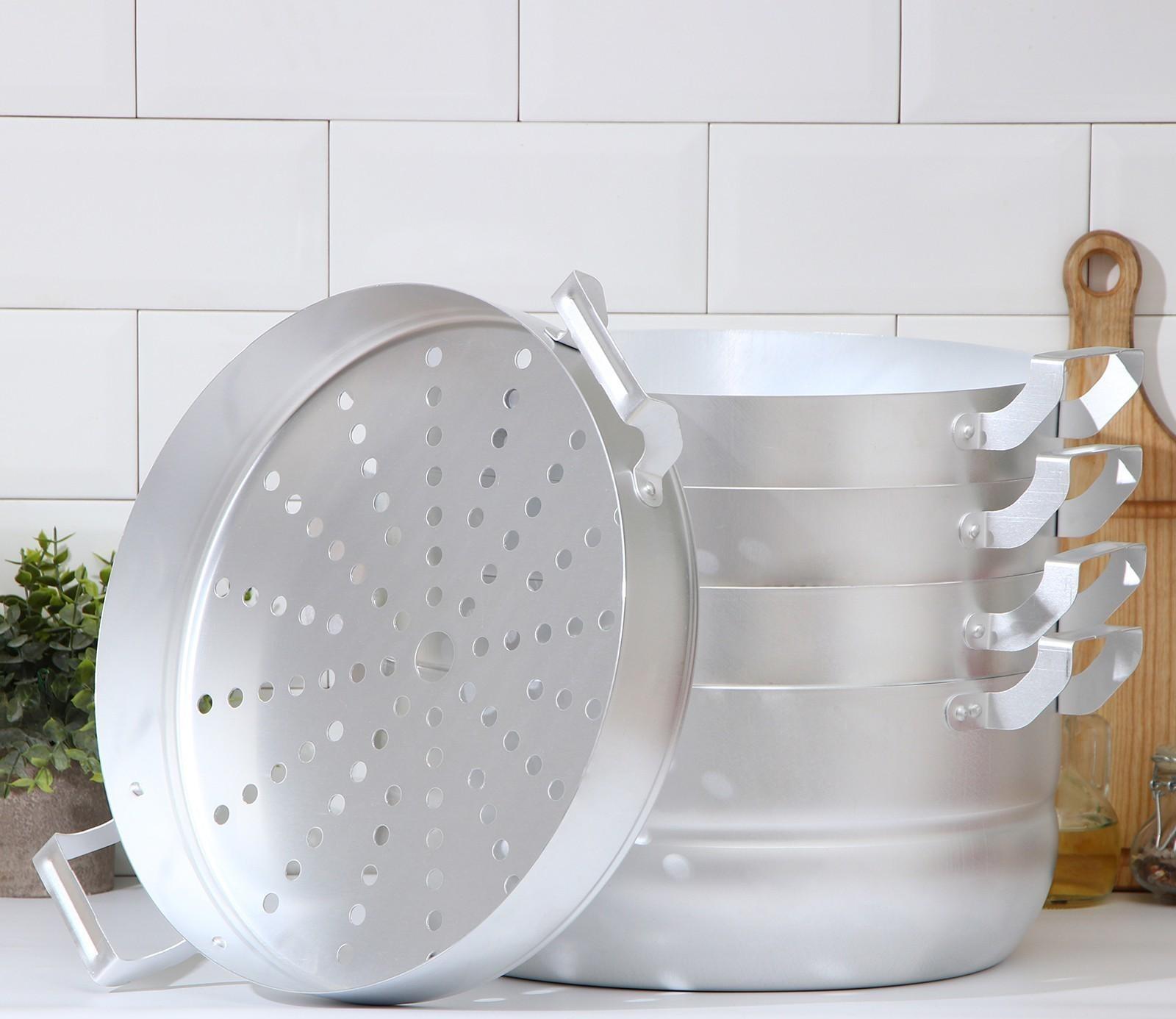 Манты-казан, 13 л, с 4 сетками, высота секции 5 см, металлическая крышка