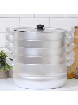 Манты-казан, 13 л, с 4 сетками, высота секции 5 см, металлическая крышка