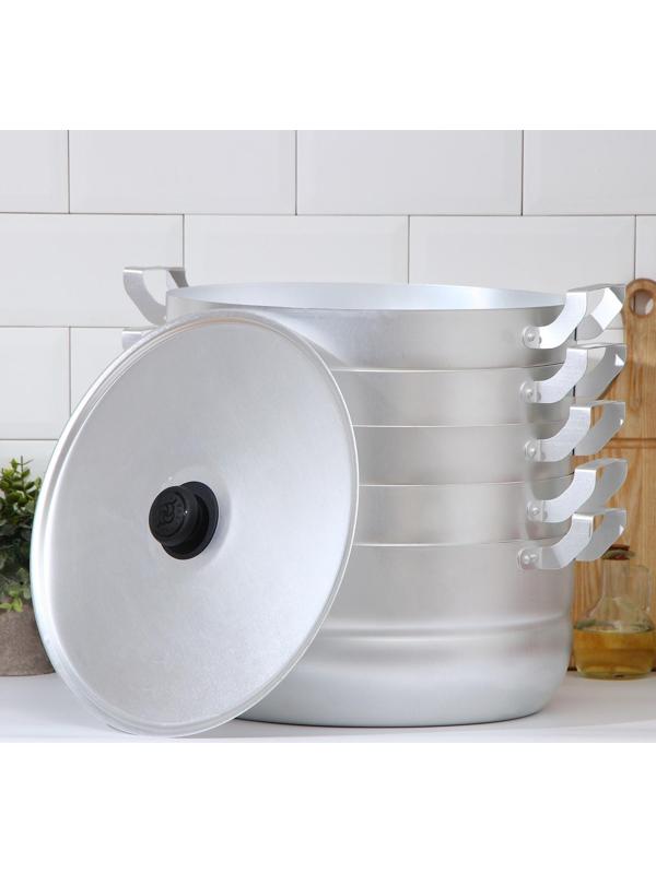 Манты-казан, 13 л, с 4 сетками, высота секции 5 см, металлическая крышка