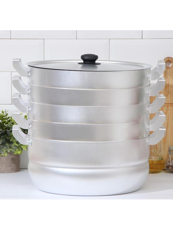 Манты-казан, 13 л, с 4 сетками, высота секции 5 см, металлическая крышка