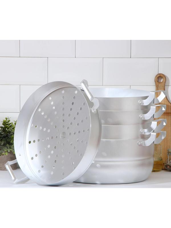 Манты-казан, 13 л, с 4 сетками, высота секции 5 см, металлическая крышка