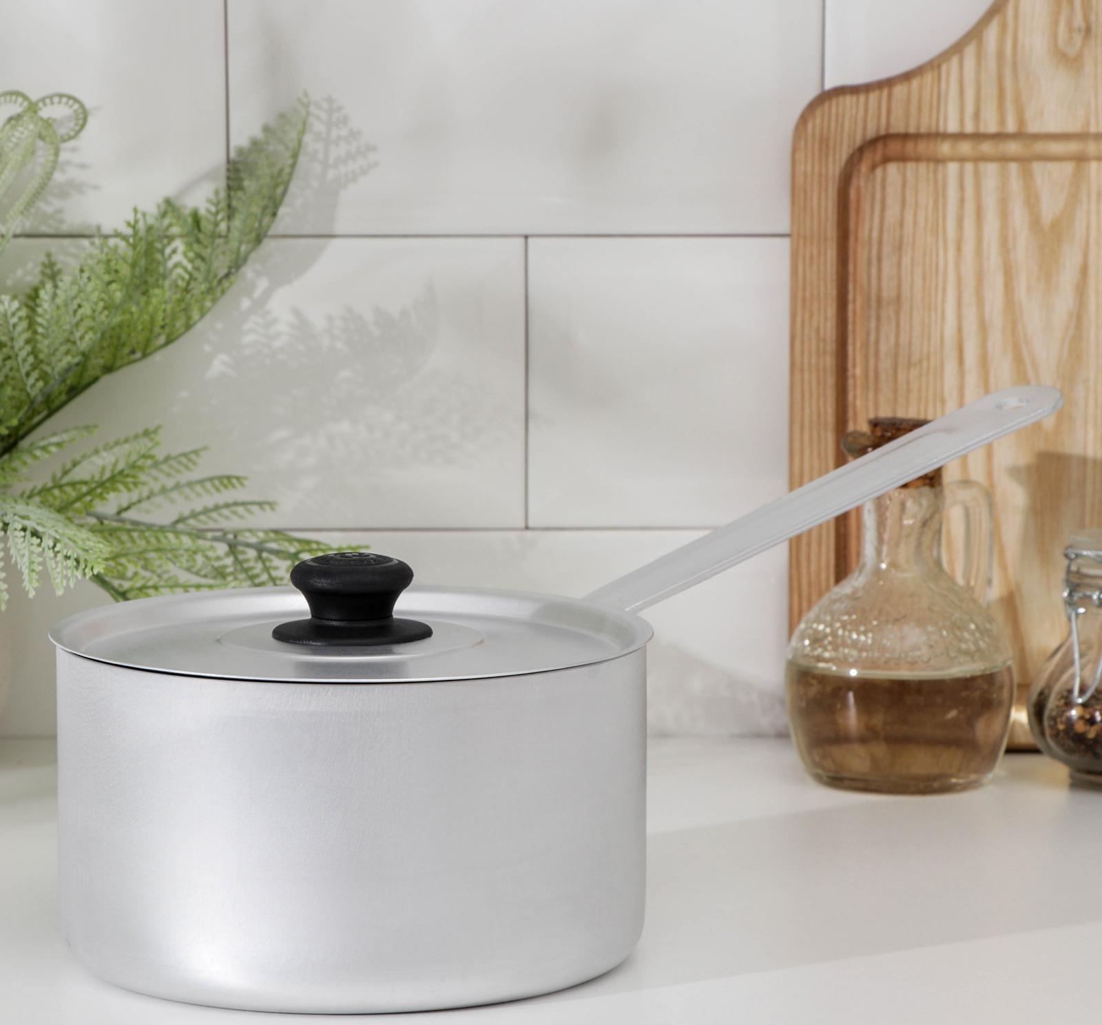 Кастрюля, 1,8 л, металлическая крышка, металлическая ручка, цвет серый