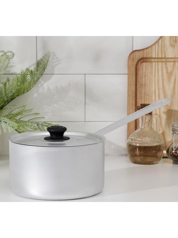 Кастрюля, 1,8 л, металлическая крышка, металлическая ручка, цвет серый