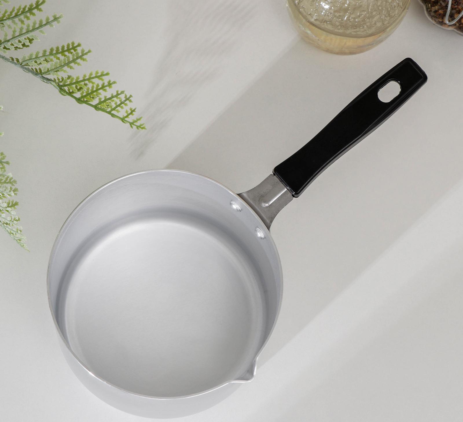 Ковш, 1 л, карбоновая ручка, металлическая крышка, цвет серый