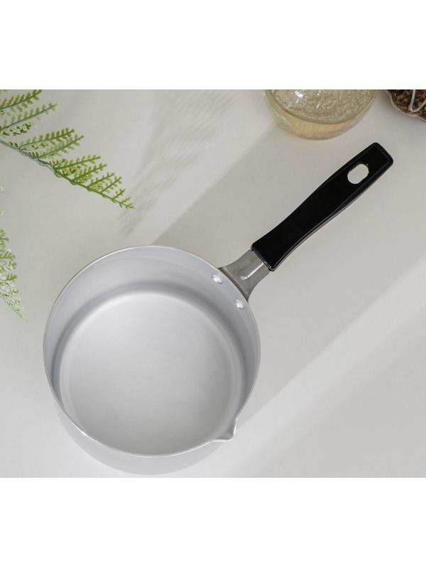 Ковш, 1 л, карбоновая ручка, металлическая крышка, цвет серый