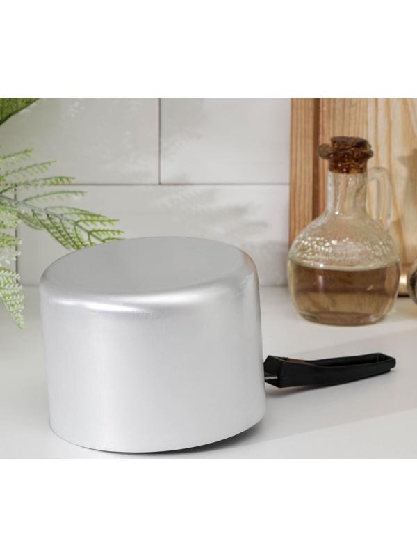 Ковш, 1 л, карбоновая ручка, металлическая крышка, цвет серый