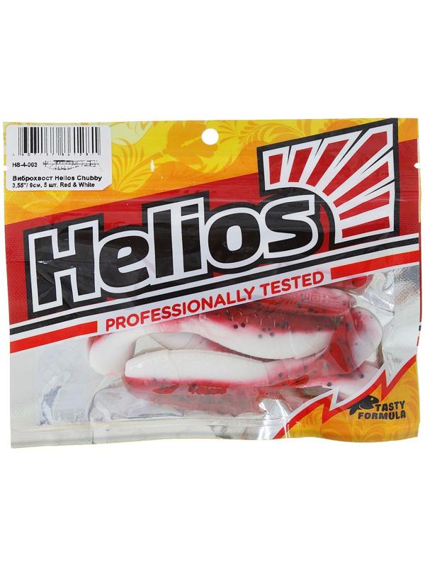 Виброхвост Helios Chubby 9 см Red & White HS-4-003 (набор 5 шт)