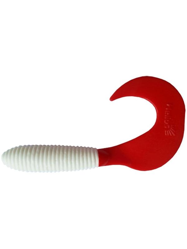 Твистер Helios Credo 8.5 см, White & Red HS-11-003, набор 7 шт