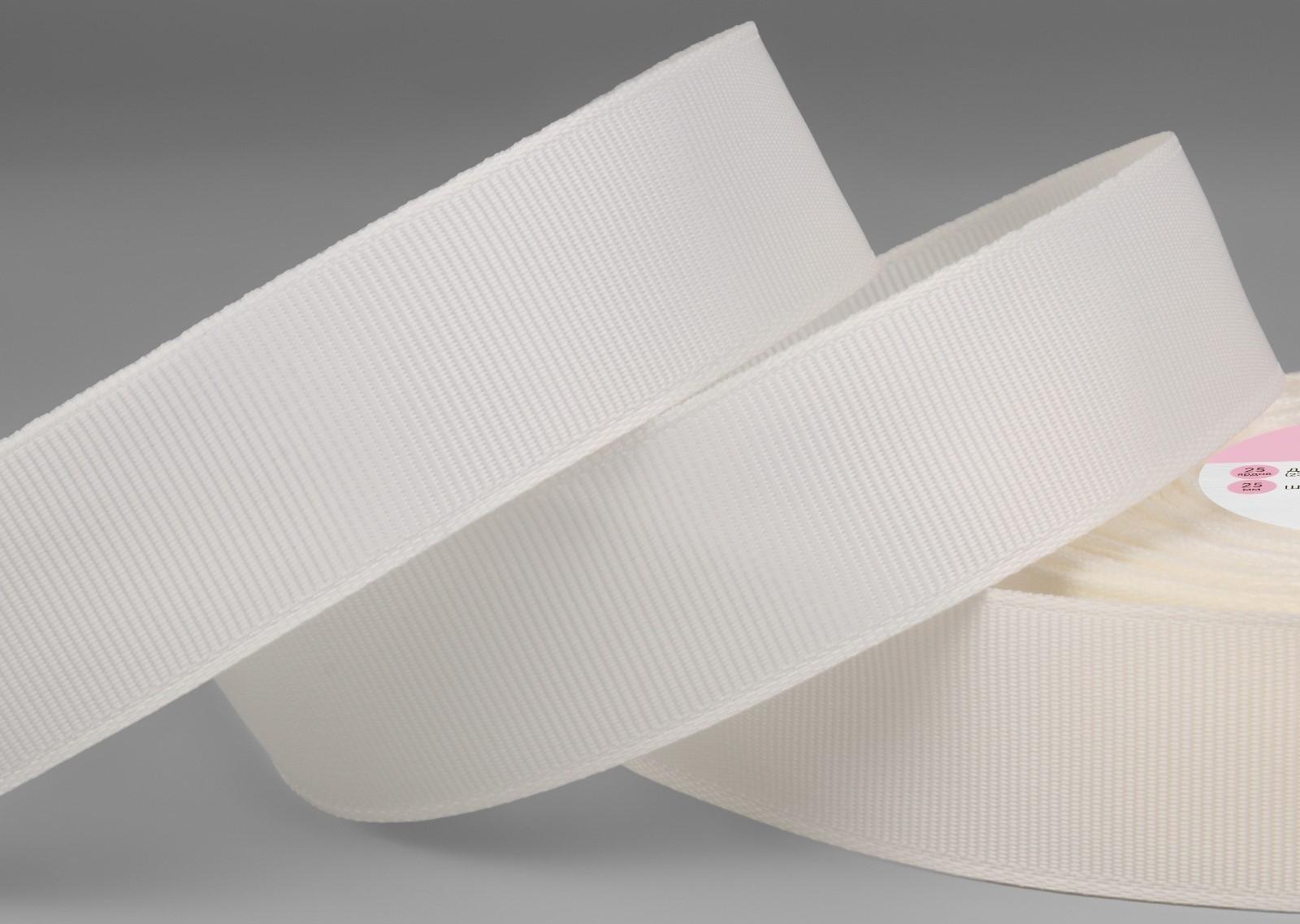 Лента репсовая, 25 мм, 23 ± 1 м, цвет молочный №08