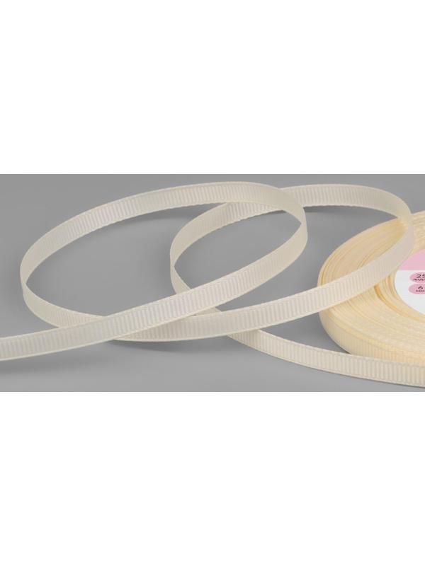 Лента репсовая, 6 мм, 23 ± 1 м, цвет молочный №08