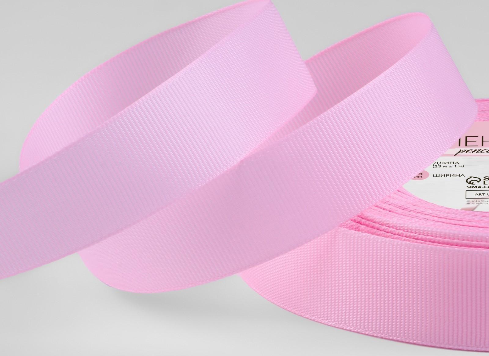 Лента репсовая, 25 мм, 23 ± 1 м, цвет светло-розовый №04
