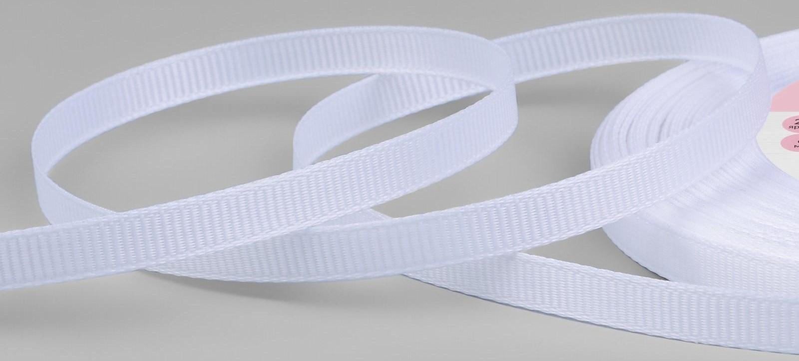 Лента репсовая, 6 мм, 23 ± 1 м, цвет белый №01