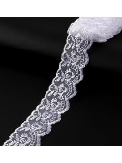 Кружево органза, 40 мм × 9 ± 0,5 м, цвет кипенно-белый