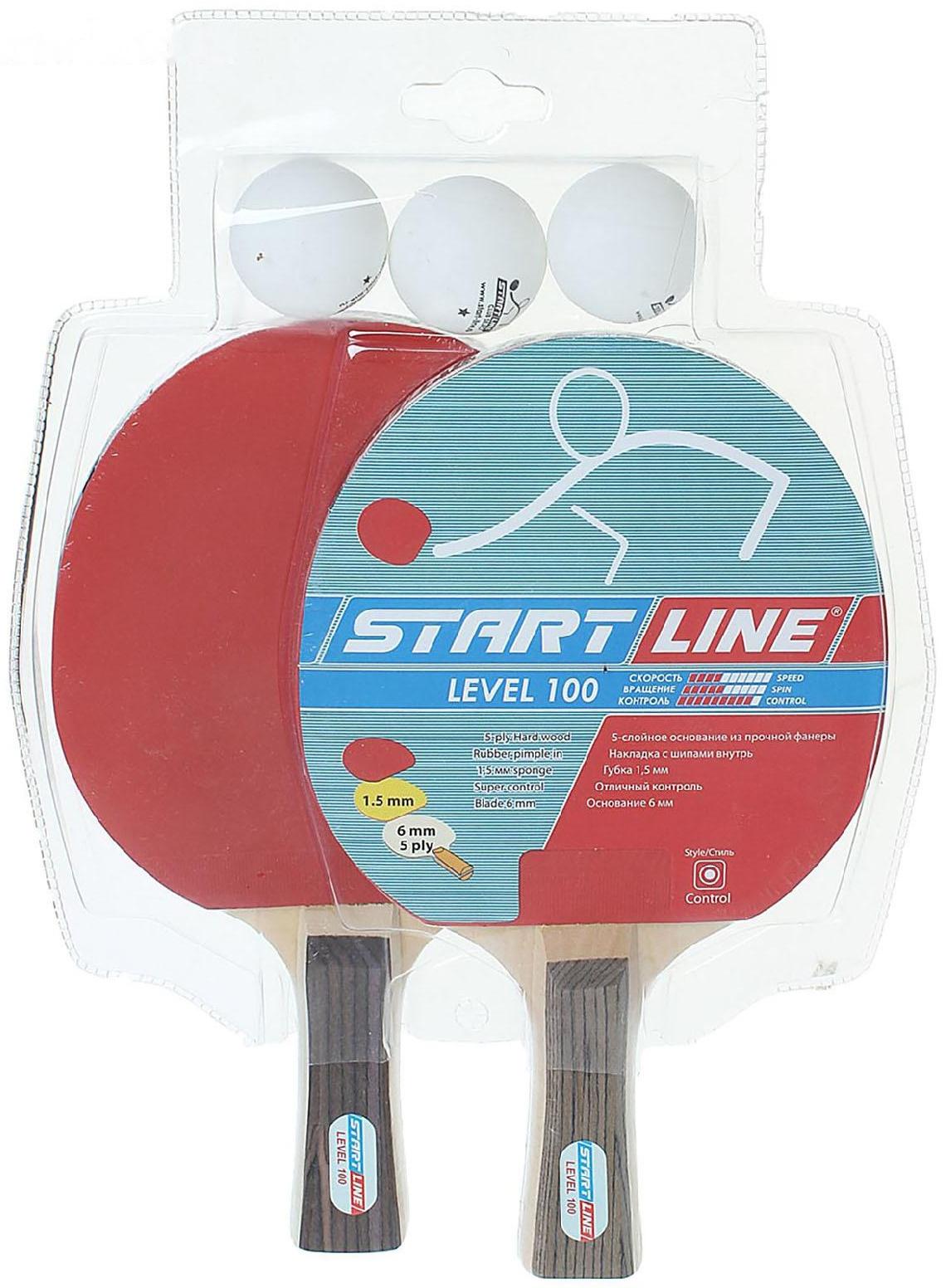 Набор для настольного тенниса, 2 ракетки Level 100, 3 мяча Club Select