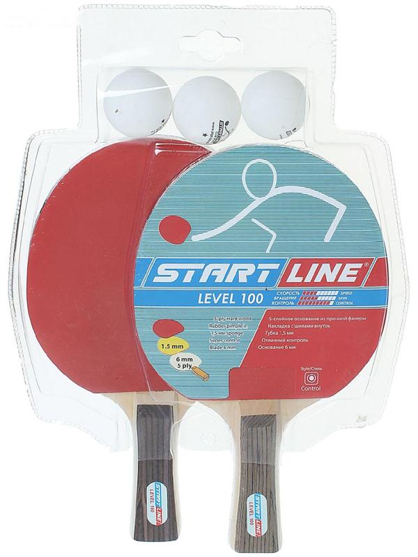 Набор для настольного тенниса, 2 ракетки Level 100, 3 мяча Club Select