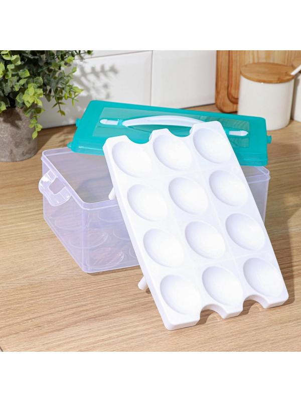 Контейнер для хранения яиц, 24 ячейки, двухуровневый, цвет МИКС