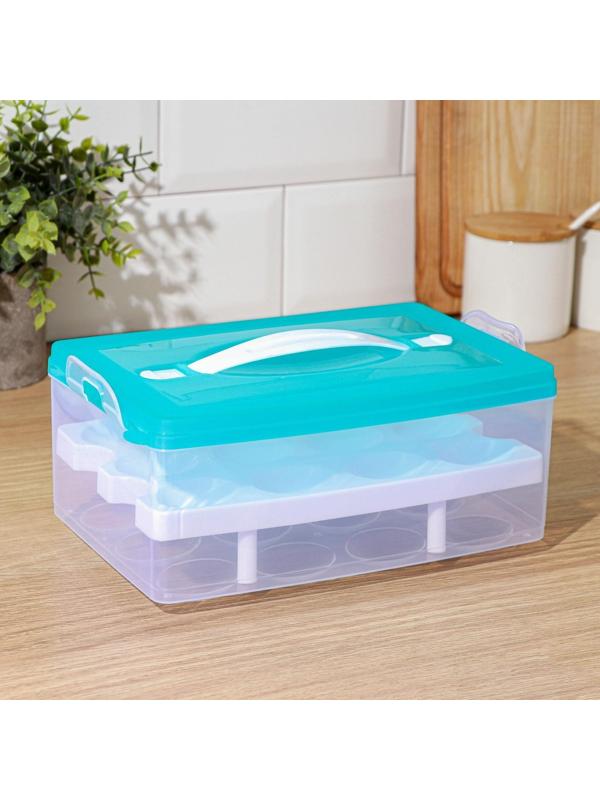 Контейнер для хранения яиц, 24 ячейки, двухуровневый, цвет МИКС