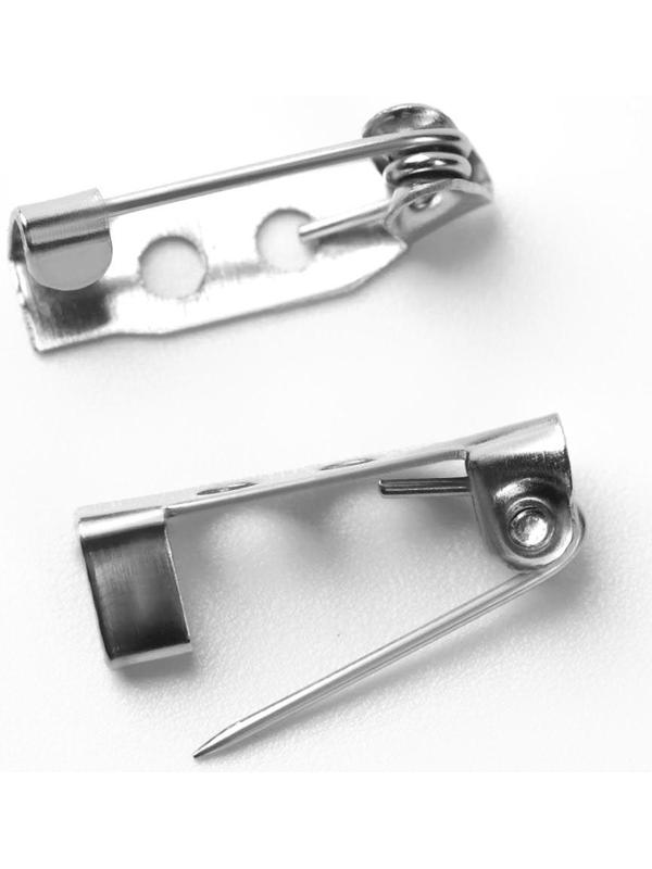 Основа для броши, 15 мм, 2 отверстия, 10 шт, цвет серебряный