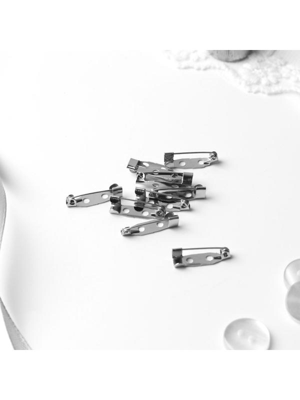 Основа для броши, 20 мм, 2 отверстия, 10 шт, цвет серебряный