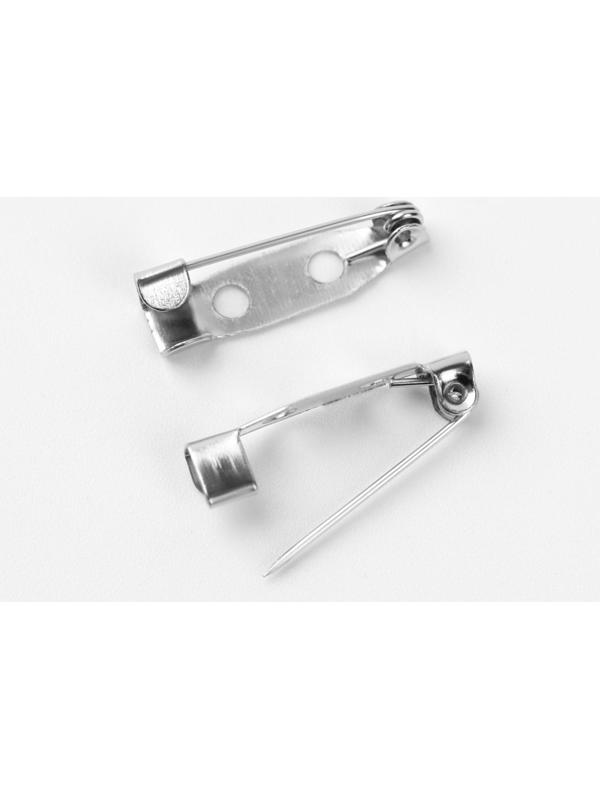 Основа для броши, 20 мм, 2 отверстия, 10 шт, цвет серебряный