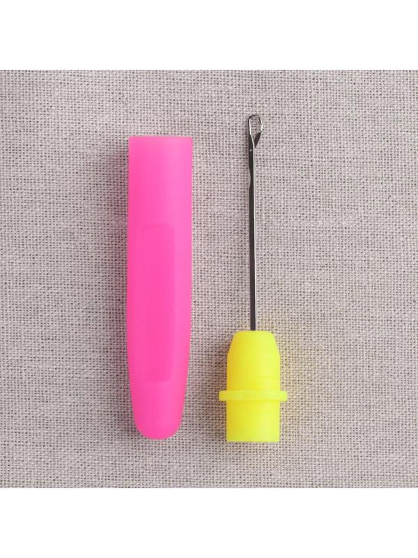 Игла для поднятия петель, с колпачком, 14 см, цвет розовый/жёлтый