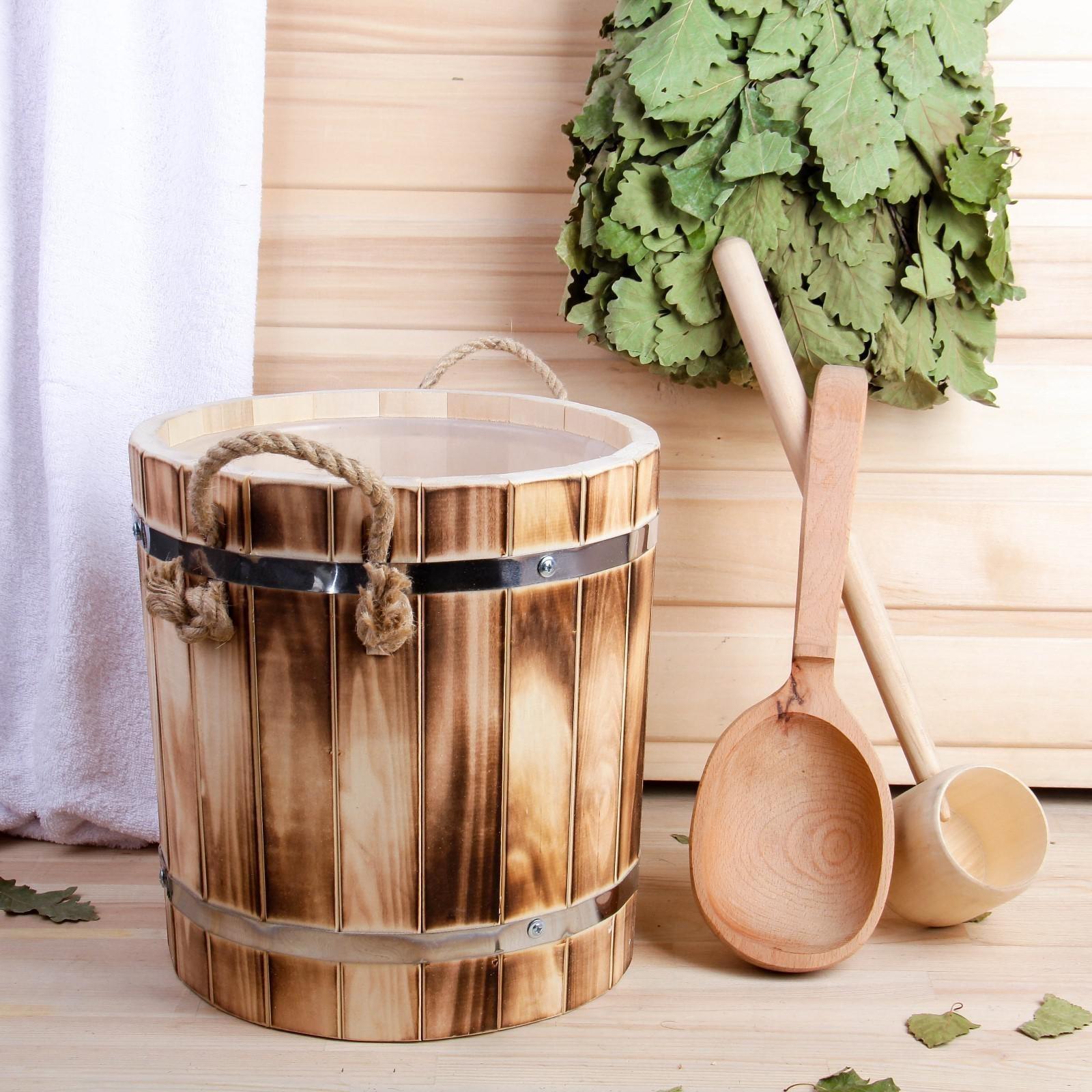 Запарник из липы, 9л, пластиковая вставка, Термо, 