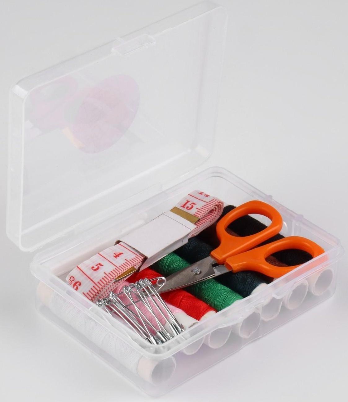 Швейный набор, 22 предмета, в пластиковом контейнере, 9 × 6 × 3 см