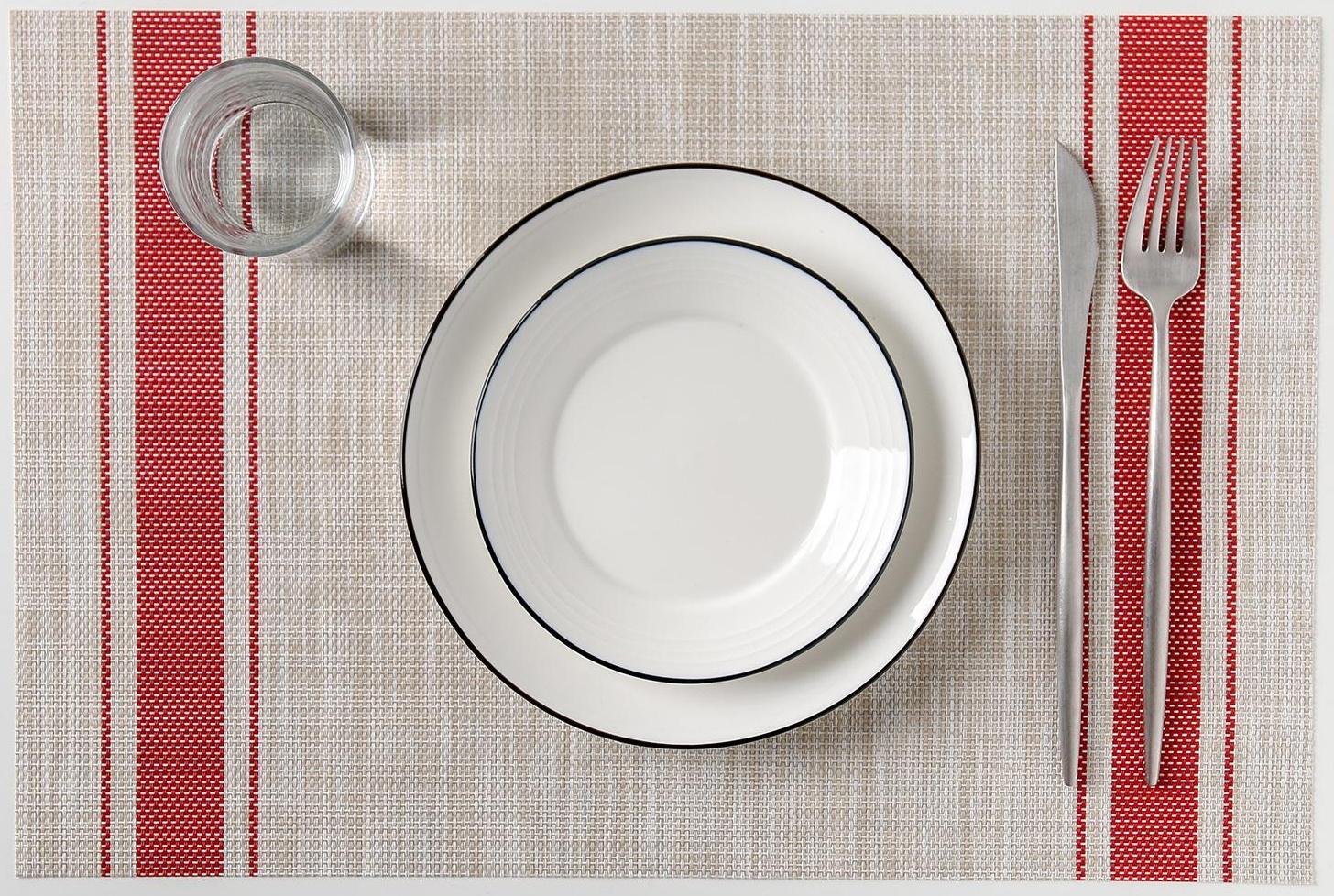 Салфетка сервировочная на стол «Две полосы», 45×30 см, цвет красный