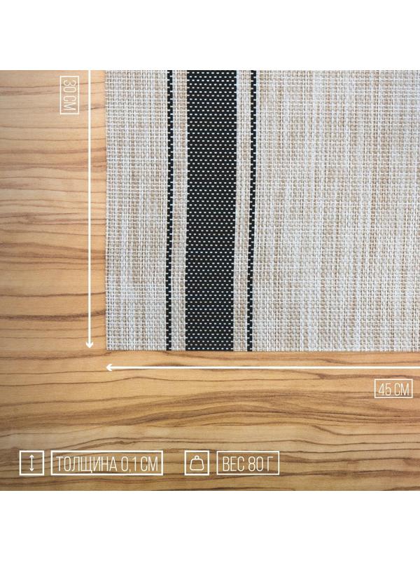 Салфетка сервировочная на стол «Две полосы», 45×30 см, цвет синий