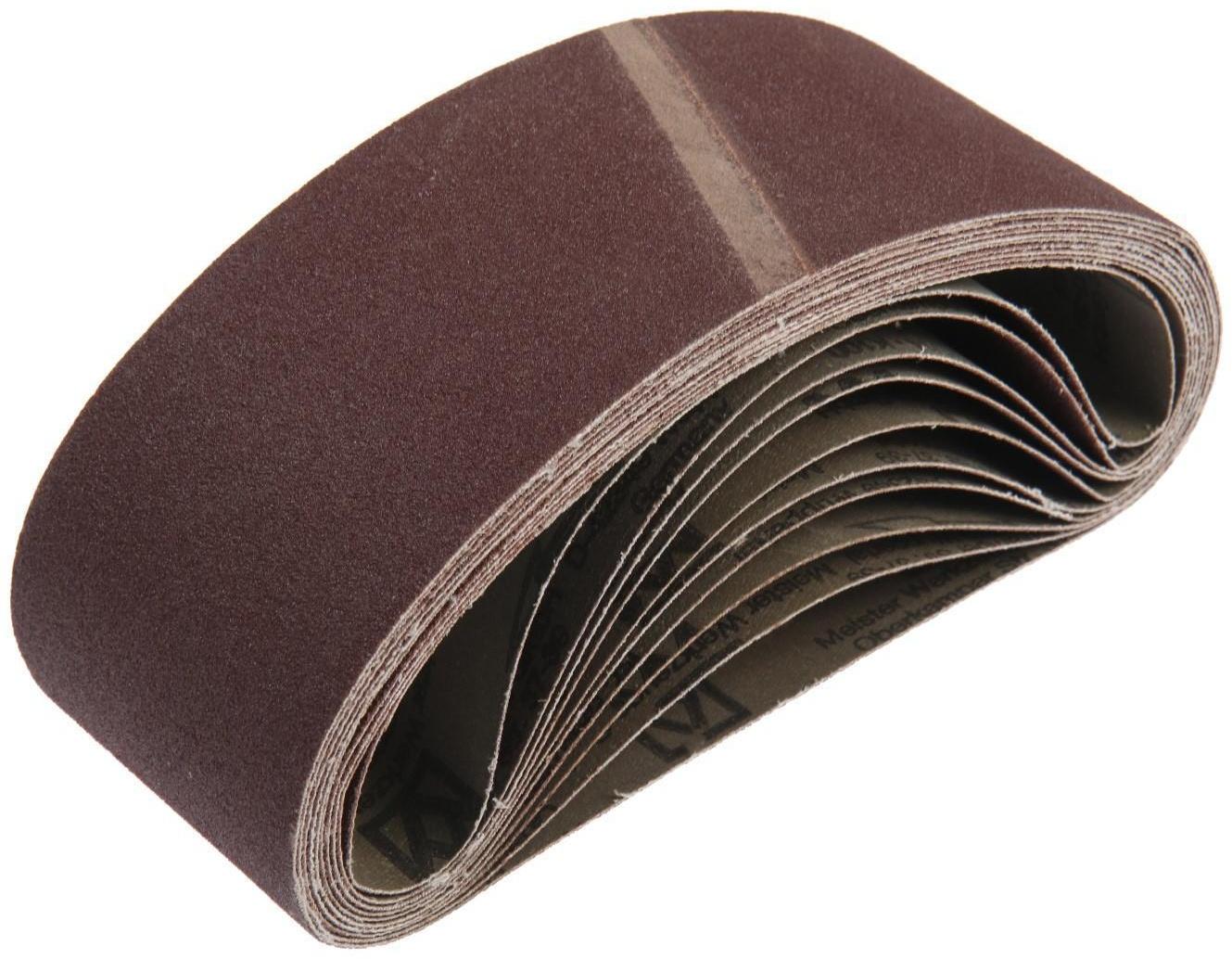 Лента абразивная бесконечная ТУНДРА, на тканевой основе, 75 х 457 мм, Р100, 10 шт.